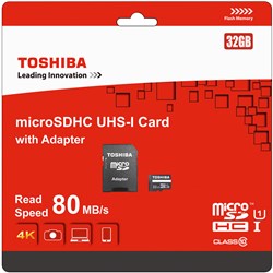 Toshiba 32GB MicroSDHC Memory Card UHS-1 Class 10  