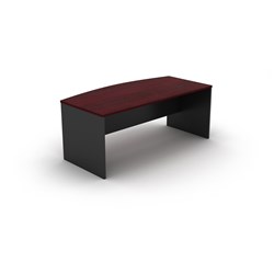 Om Melamine Bow Front Desk 720Hx1800Wx900/750mmD Redwood Charcoal