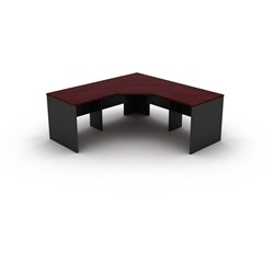 Om Melamine Straight Corner Desk 1800Wx1800Wx700mmD Redwood Charcoal