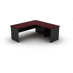 Om Melamine Radial Corner Desk 1800Wx1800Wx700mmD Redwood Charcoal