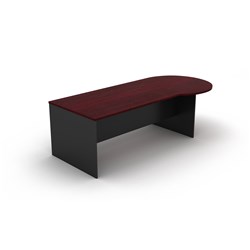 Om Melamine P Shape Desk 720Hx2100Wx900/1050mmD Redwood Charcoal