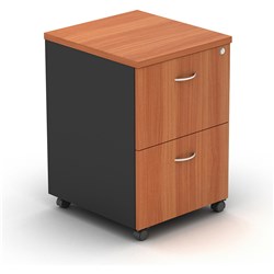 OM Mobile Pedestal 2 File  Drawer 468W x 510D x 685mmH Cherry And Charcoal