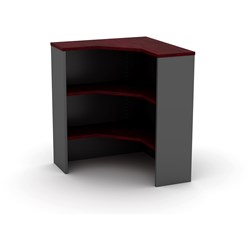 Om Melamine Corner Hutch 1080Hx900Wx900Wx325mmD 2 Shelves Redwood Charcoal