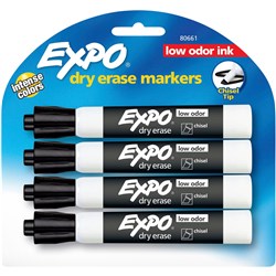 Expo Dry Erase Whiteboard Marker Chisel Black Pack of 4