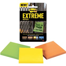 Post-It EXTRM33-3TRYMX Extreme Dura Hold Notes 76x76mm Assorted Pack of 3