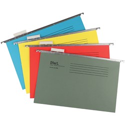 Stat Suspension Files Foolscap With Tabs & Inserts Assorted Pack of 20