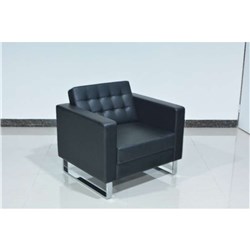 Chester Single Seater Lounge Steel Chrome U Shape Foot Black PU Upholstery