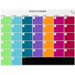 Visionchart Naga Glass Board 800x600mm Month Planner Coloured