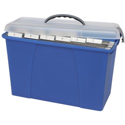 Crystalfile Carry Case 18L Foolscap Clear Lid Blue Base 