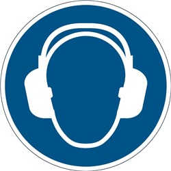 Durable Marking Sign Use Ear Protection 430mm Blue 