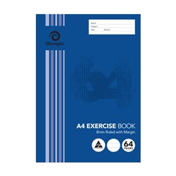 OLYMPIC EXERCISE BOOK A4 8mm Ruled 64 Page 