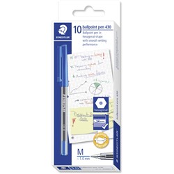 STAEDTLER BALLPOINT PEN Stick 430 Medium Blue Box of 10