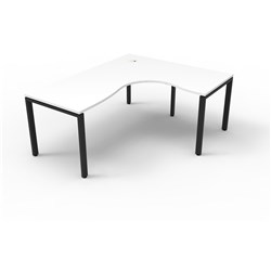 Deluxe Profile Corner Desk 1800Wx1500Wx750D White Top Black Frame