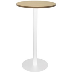 Rapidline Estillo Disc Base Dry Bar Table 600D x 1085mmH Oak Top White Base