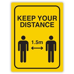 Durus Health And Safety Wall Sign Keep Your Distance 225W x 300mmH Poly Yellow And Black