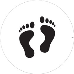 Brady Floor Marker Stand Here Footprints Pictogram 300mm Diameter White/Black