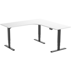Ergovida Electric Height Adjustable Corner Black Desk White Top 1800Wx750mmD