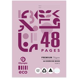 Olympic Eco Exercise Book EY24P A4 Ruled Year 2 48 Pages Pack of 20