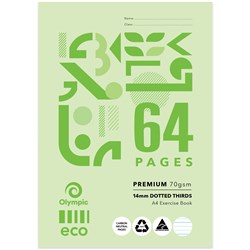 Olympic Eco Exercise Book D146P A4 14mm Dotted Thirds 64 Pages Pack of 20