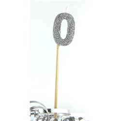 Alpen Candle Long Stick Glitter No. 0 Silver 