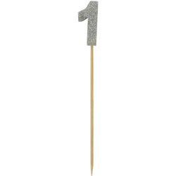 Alpen Candle Long Stick Glitter No. 1 Silver 