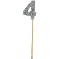 Alpen Candle Long Stick Glitter No. 4 Silver 