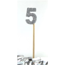 Alpen Candle Long Stick Glitter No. 5 Silver 