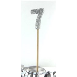 Alpen Candle Long Stick Glitter No. 7 Silver 