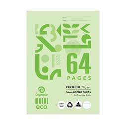 Olympic Eco Exercise Book D146P A4 14mm Dotted Thirds 64 Pages