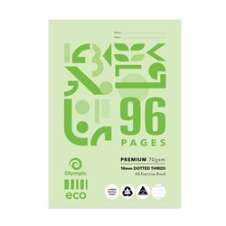 Olympic Eco Exercise Book D189P A4 18mm Dotted Thirds 96 Pages