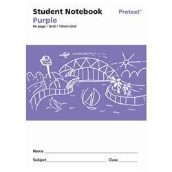 Protext Student Grid Notebook 250 x 175mm 10mm Grid 64 Page Purple