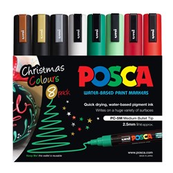 Uni Posca Paint Marker PC-5M Medium 2.8mm Bullet Tip Christmas Colours Pack Of 8