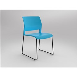 OLG Game Chair Black Sled Base Aqua Poly Seat And Back 