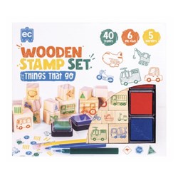 Educational Colours Wooden Stamp Set Things That Go 