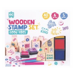 Educational Colours Wooden Stamp Set Good Vibes 