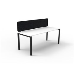 Rapidline Deluxe Infinity Desk Profile Leg Single Sided+Black Eco Screen 1500Wx730mmH Wht/Bl