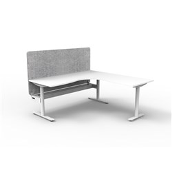 Rapidline Halo Static Corner Workstation Grey Eco Screen + Tray 1500/1500W x 730mmH Wht/W