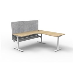 Rapidline Halo Static Corner Workstation Grey Eco Screen + Tray 1800/1500W x 730mmH Oak/W