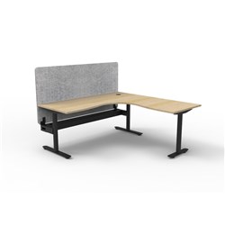 Rapidline Halo Static Corner Workstation Grey Eco Screen + Tray 1800/1800W x 730mmH Oak/B