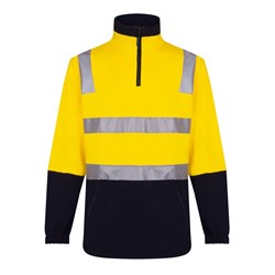 Portwest Hi-Vis Contrast 1/4 Zip Brush Fleece Jumper With Tape XL Yellow And Navy