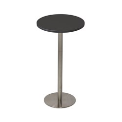 Rapidline Estillo Disc Base Dry Bar Table 600D x 1085mmH Black Top Silver Base