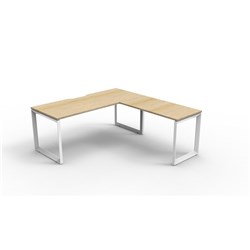 Rapidline Deluxe Infinity Desk And Return Loop Leg 1800/1850W x 750/600D x 730mmH Oak/White