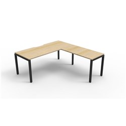 Rapidline Deluxe Infinity Desk And Return Profile Leg 1800/1850W x 730mmH Oak/Black