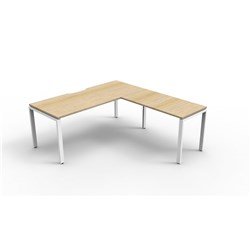 Rapidline Deluxe Infinity Desk And Return Profile Leg 1800/1850W x 730mmH Oak/White