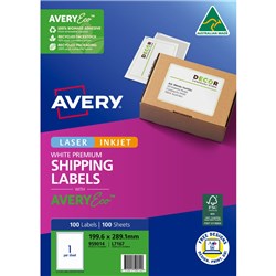 Avery Premium Shipping Labels White Laser Inkjet AveryEco L7167 199.6x289.1mm 1UP 100 Lb