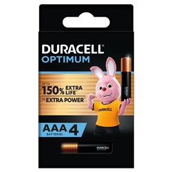 Duracell Optimum Alkaline Battery AAA Pack Of 4 