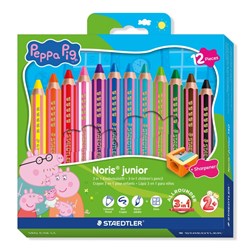 Staedtler Noris Junior Peppa Pig 3-In-1 Colour Pencils With Sharpener Assorted Pack Of 12