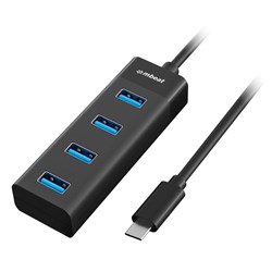 Mbeat 4 Port USB-C To USB 3.0 Hub Black 