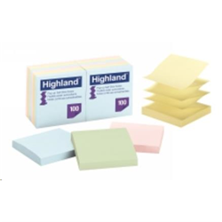 Highland Sticky Pop Up Note 76 x 76 6549-PUA Pastel PK12