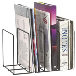 MARBIG WIRE ANGLED ORGANISER Book Magazine Rack 4Comp Black 